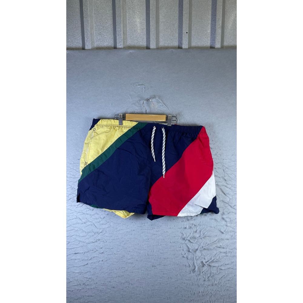 Nautica Swim Trunks Mens Large Multi Color Excellent Colorblock Nylon Shorts
